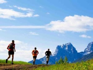 Trail running on mountains